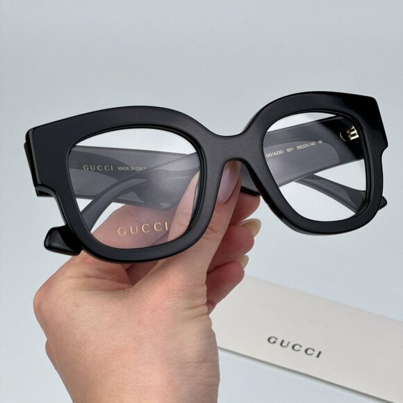 Gucci GG1423O 001 BRAND NEW Eyeglasses Black Square Men - Picture 1 of 14
